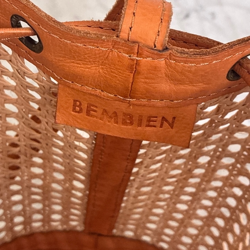 Woven Rattan Leather Benna Bucket Bag by Bembien - Picture 4 of 10